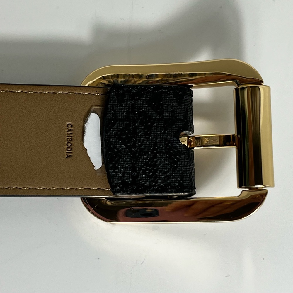 NWOT MICHAEL KORS Subtle Logo Print Faux Leather Belt Women’s S Preppy Classic - Picture 5 of 10